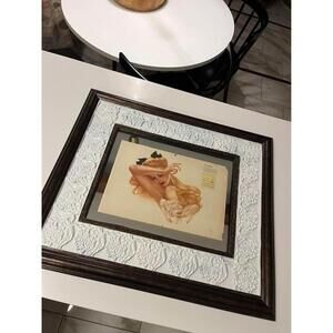 Vintage 1940s Calendar Varga Pin Up Framed Mirror
